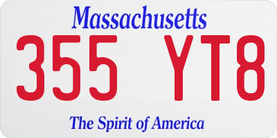 MA license plate 355YT8