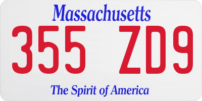 MA license plate 355ZD9