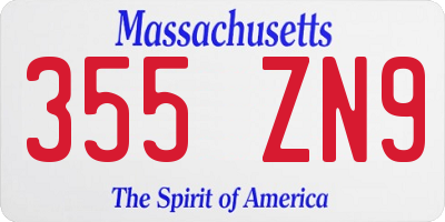 MA license plate 355ZN9