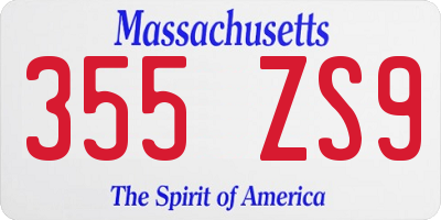MA license plate 355ZS9