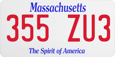 MA license plate 355ZU3