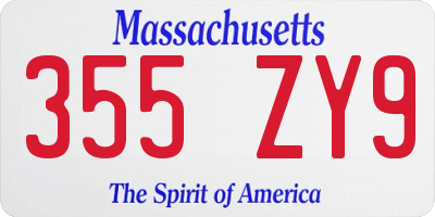 MA license plate 355ZY9