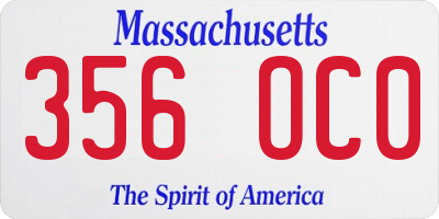 MA license plate 356OC0