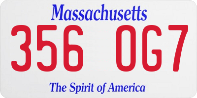 MA license plate 356OG7