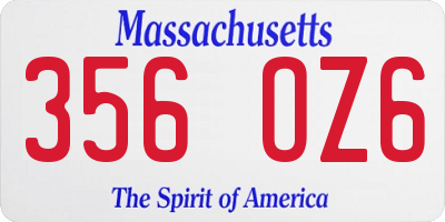 MA license plate 356OZ6