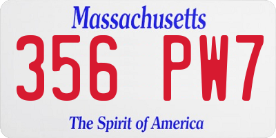 MA license plate 356PW7