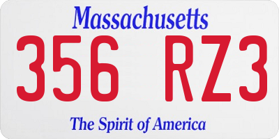 MA license plate 356RZ3