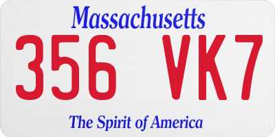 MA license plate 356VK7