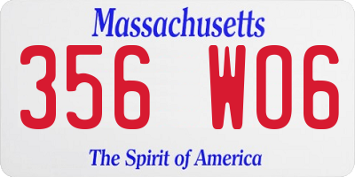 MA license plate 356WO6