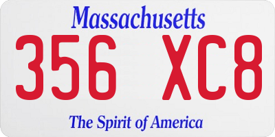 MA license plate 356XC8