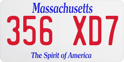 MA license plate 356XD7