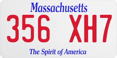 MA license plate 356XH7