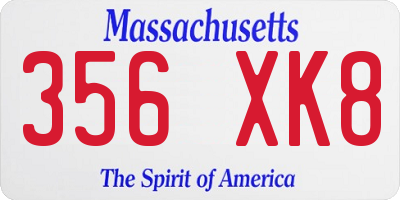 MA license plate 356XK8