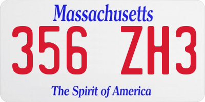 MA license plate 356ZH3
