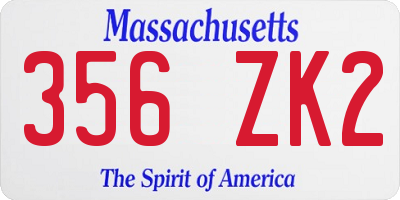 MA license plate 356ZK2
