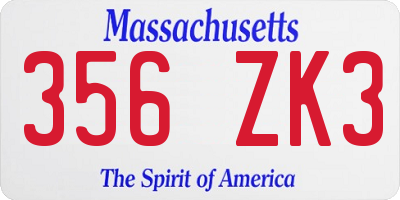 MA license plate 356ZK3