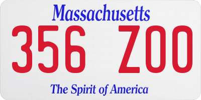 MA license plate 356ZO0