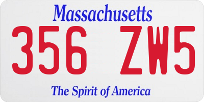 MA license plate 356ZW5