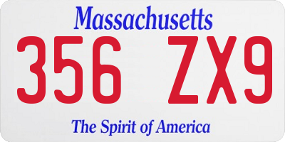 MA license plate 356ZX9