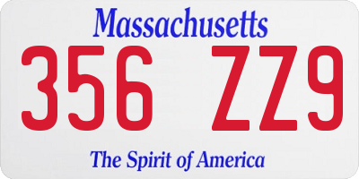 MA license plate 356ZZ9