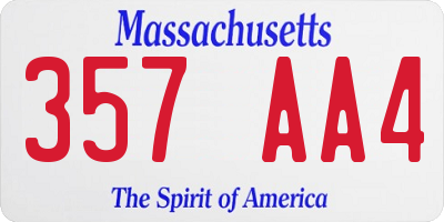 MA license plate 357AA4
