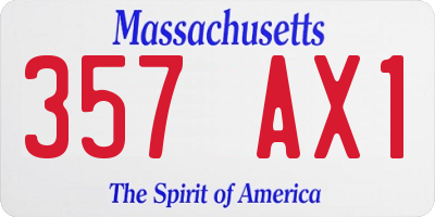 MA license plate 357AX1