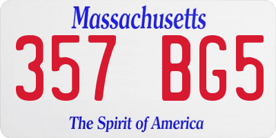 MA license plate 357BG5