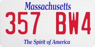 MA license plate 357BW4
