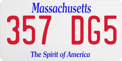 MA license plate 357DG5