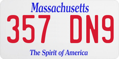 MA license plate 357DN9