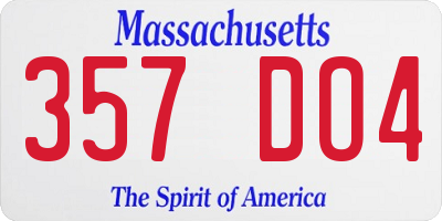MA license plate 357DO4