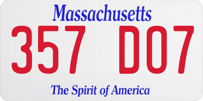 MA license plate 357DO7
