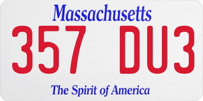MA license plate 357DU3