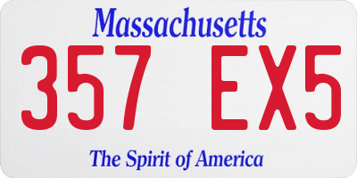 MA license plate 357EX5