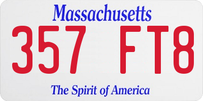MA license plate 357FT8