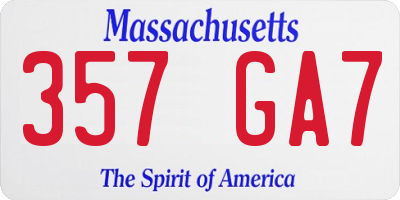 MA license plate 357GA7