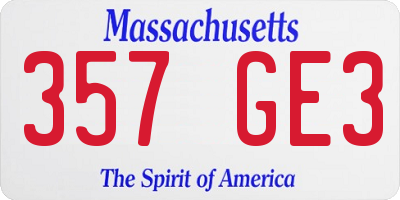 MA license plate 357GE3