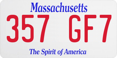 MA license plate 357GF7