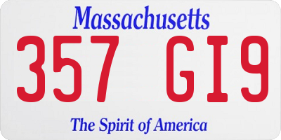 MA license plate 357GI9