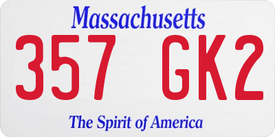 MA license plate 357GK2