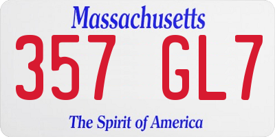MA license plate 357GL7