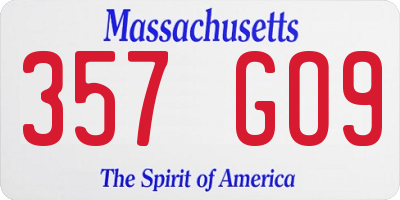 MA license plate 357GO9