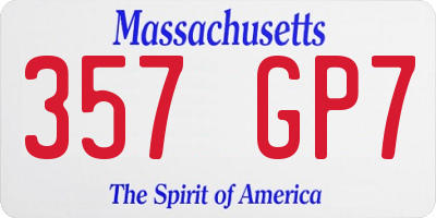 MA license plate 357GP7