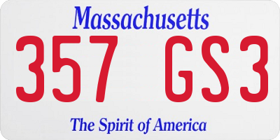 MA license plate 357GS3