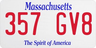 MA license plate 357GV8