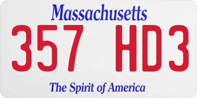 MA license plate 357HD3