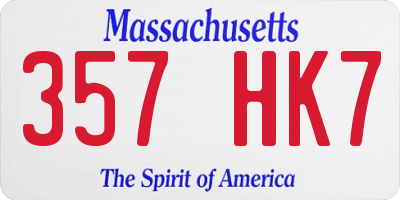 MA license plate 357HK7