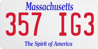 MA license plate 357IG3