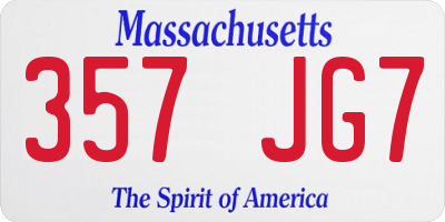 MA license plate 357JG7