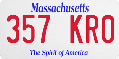 MA license plate 357KR0